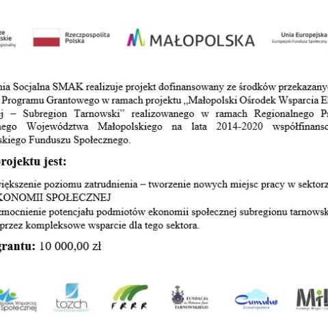 Program Grantowy w ramach projektu „Małopolski Ośrodek Wsparcia Ekonomii Społecznej – Subregion Tarnowski”